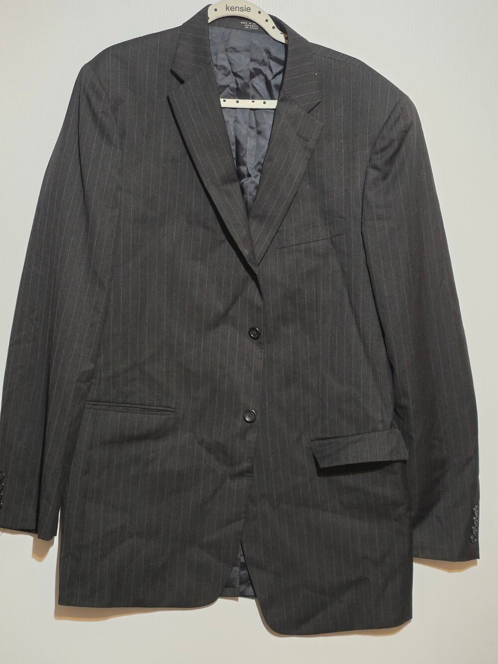 Jones New York Classic Mens Gray Pinstripe 100% Wool  Blazer Jacket Sport Coat
